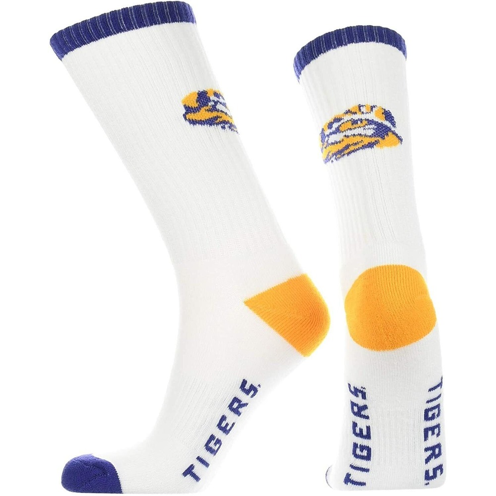 LSU Tigers Baseball Socks Crew Purple Gold Size 10-13 Ribbed Top Polyester